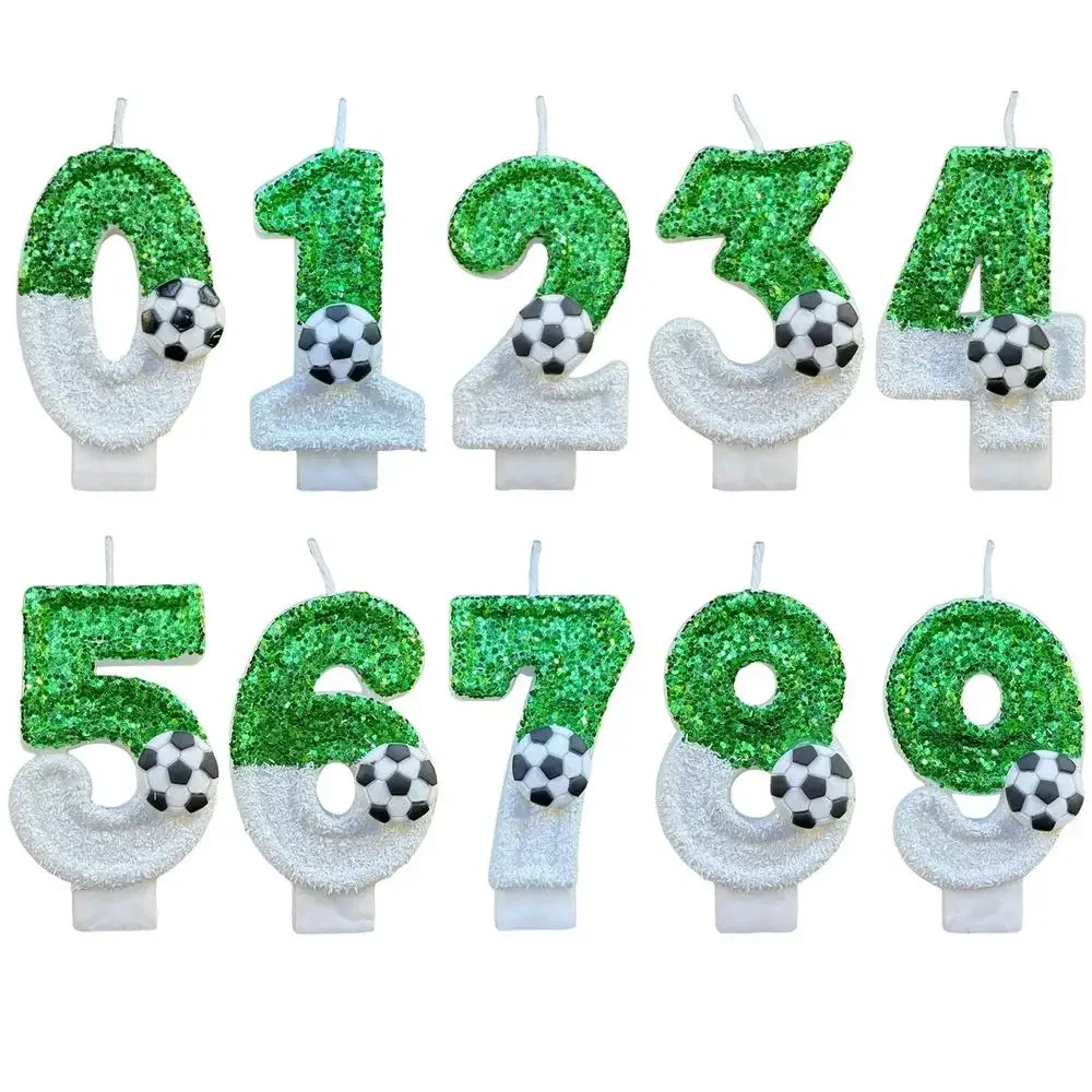 Cake Candles Birthday Number White Soccer 0 Glitter Cupcake Topper for Kids Adults Party Anniversary