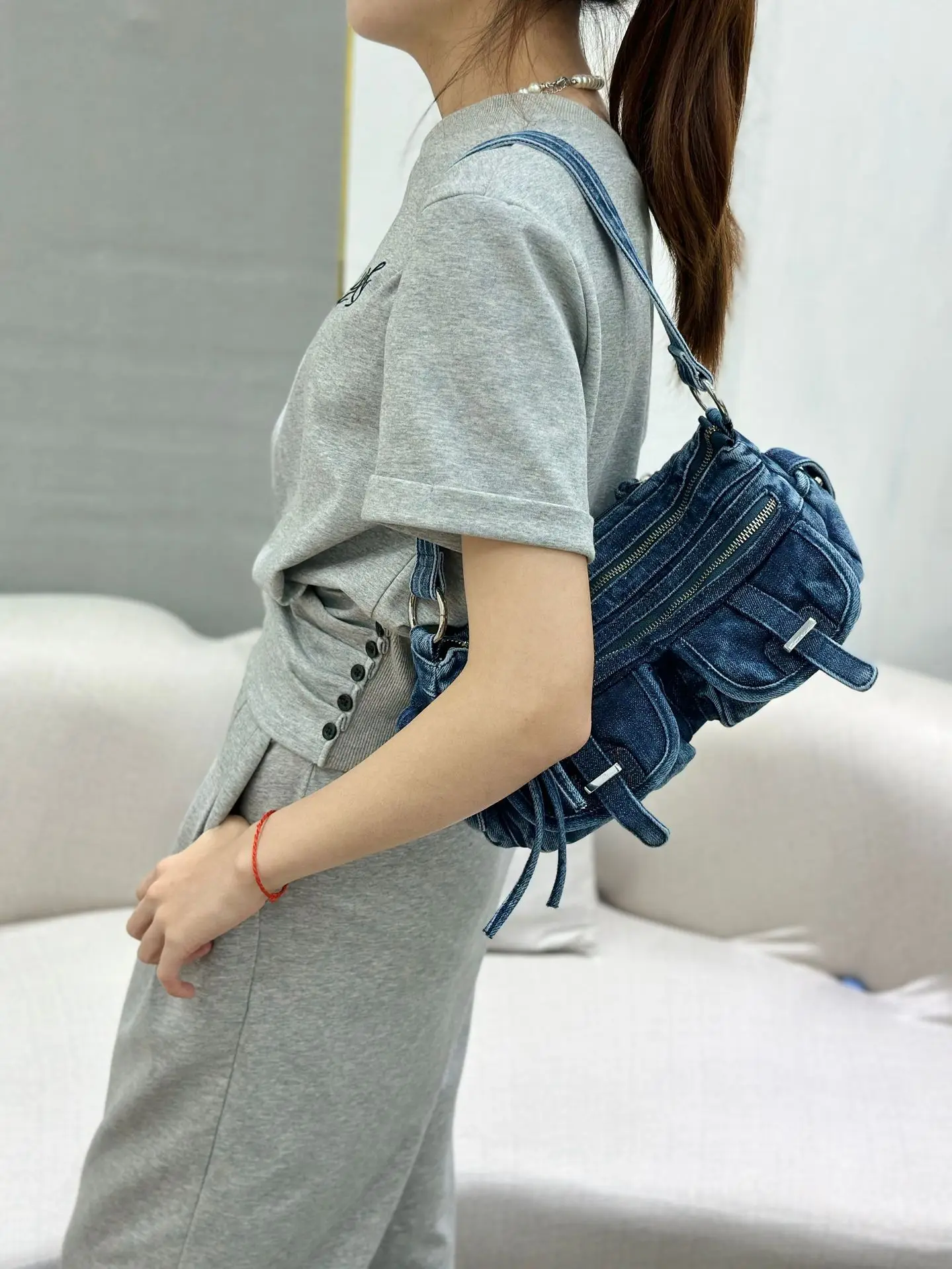 Denim Sewing Fashion Shoulder Bags Multiple Pockets Thread Women's Bags 2025 Hot Sale Leisure Versatile Women's Handbags