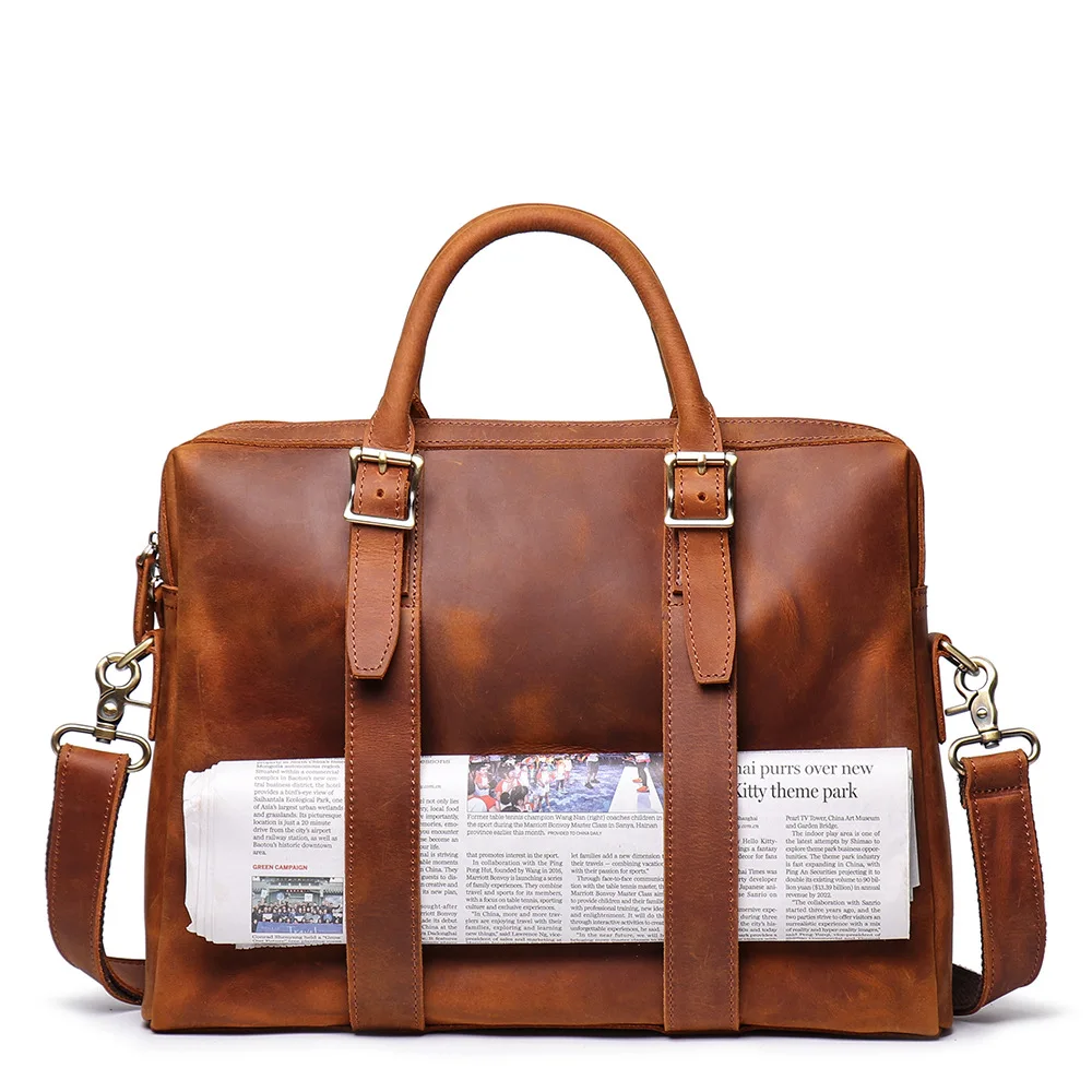 

Stylish Men's Chest Bag, Genuine Leather Crossbody Bag with Large Capacity for Laptop and Documents
