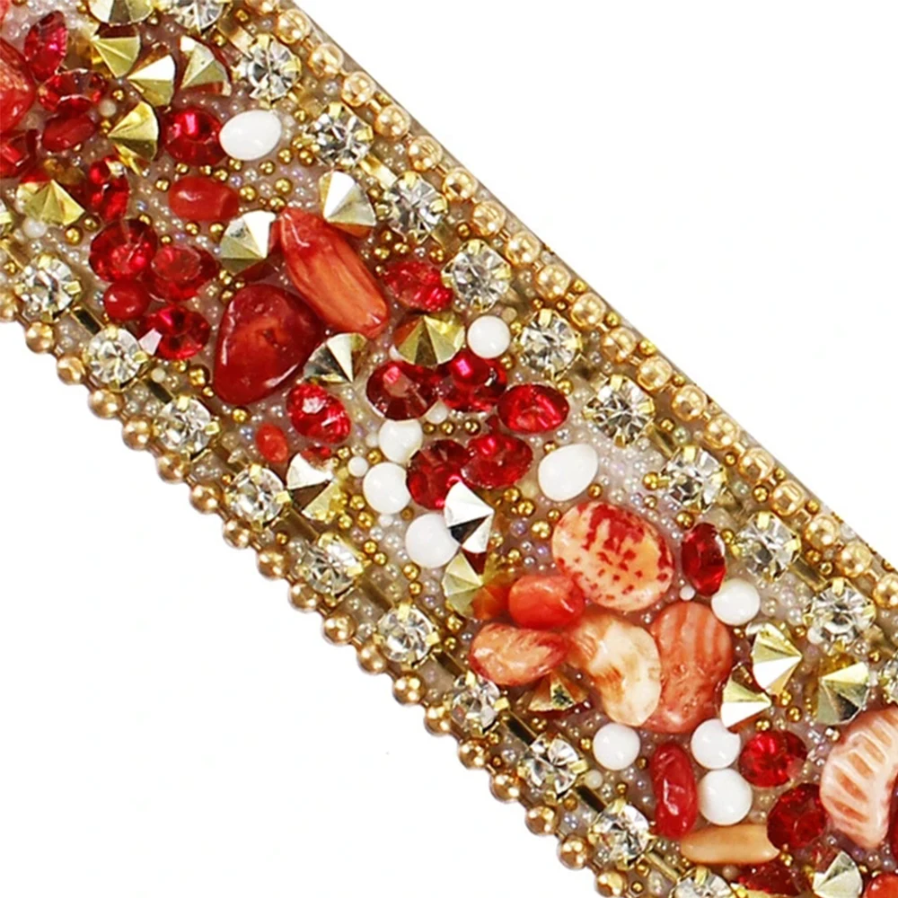 5y Crystal Patches Hotfix Rhinestone Bead Chain Iron on Applique