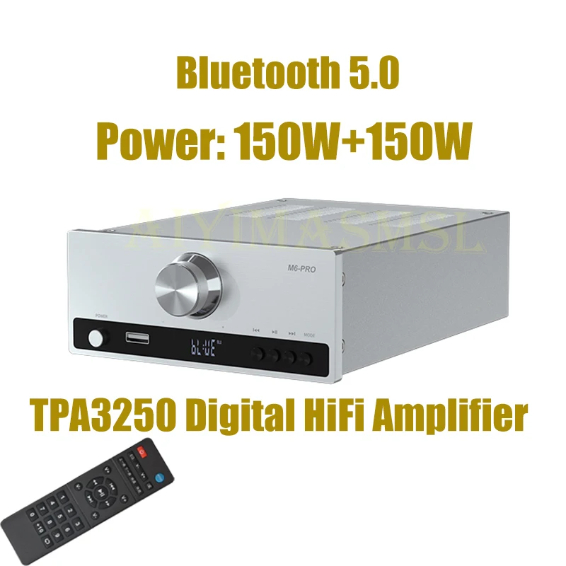 

AIYIMA SMSL M6 TPA3250 2.0 Stereo 260W HiFi Amplifier Fiber Coaxial USB Bluetooth 5.0 Remote control Class D Digital Player