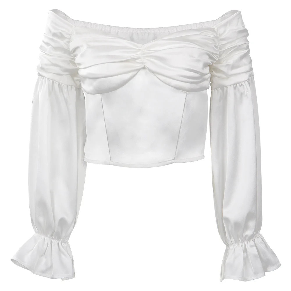 

Women Medieval Pirate Shirt Renaissance Gothic Peasant Blouse Long Sleeve Off The Shoulder Tops Halloween Cloth Disguise Ladies