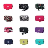 Women Long Zipper Purse Handbag Multicolor Three Layer Nylon Wallet Waterproof Mobile Phone Bag With Lanyard Wrist Bag 1