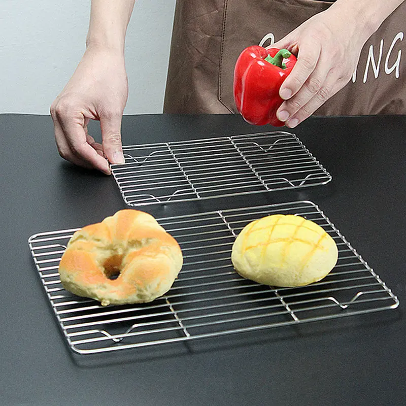 Stainless Steel 304 Food Grade BBQ Charcoal Grate Barbecue Grill Wire Grid Mesh Net with V Feet for Water Oil Draining Grill Replacement Parts