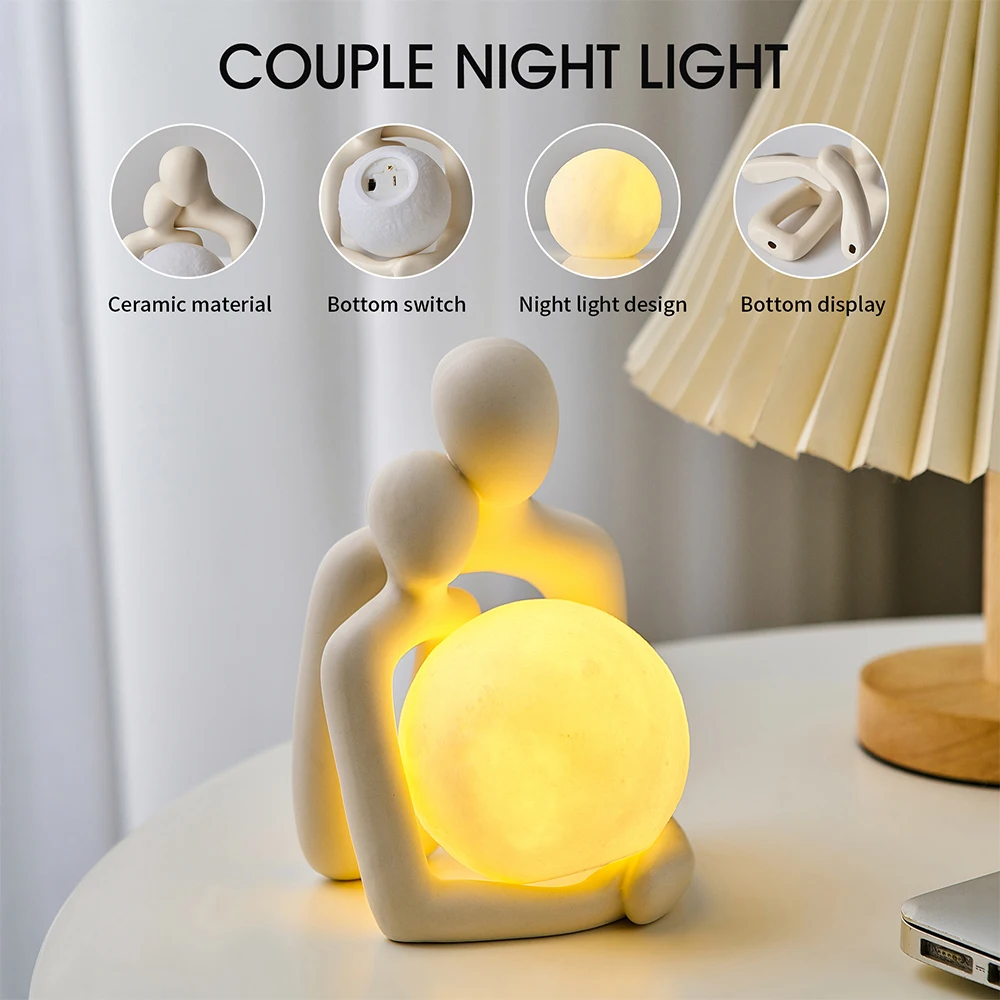 Couple Statue Nordic Home Decor Small Ceramic Sculpture Living Room Bedroom Ornaments Modern Art Figurines Table Top Decoration