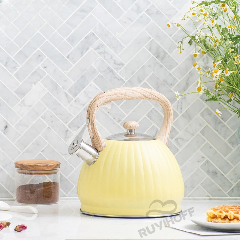 Tweet Yellow Pumpkin Kettle Gas Cooker Induction Universal Tea Kettle Tea Pot Water