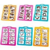 8Pcs/Set Metal Montessori Puzzle Wire IQ Mind Brain Teaser Puzzles Children Adults Interactive Game Silver Educational Toys Gift 1