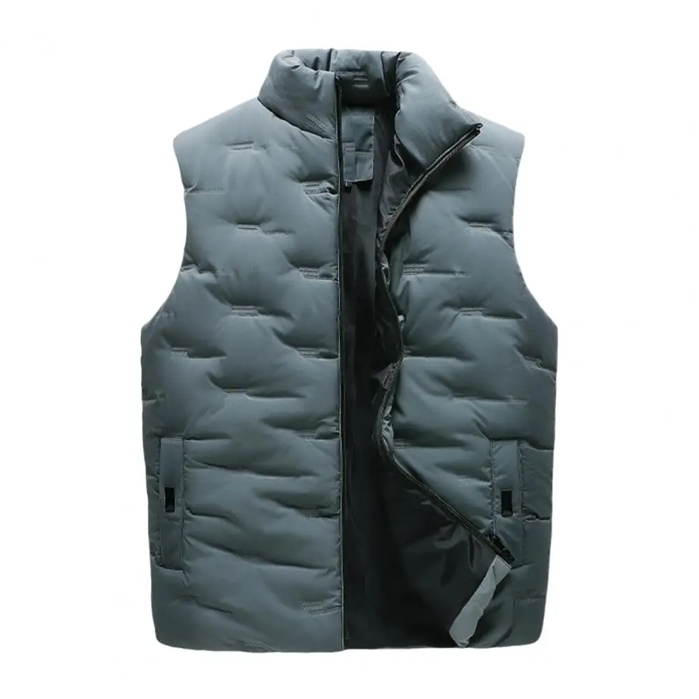 Vest Coat Solid Color Autumn Winter Coldproof Windproof Pockets Vest