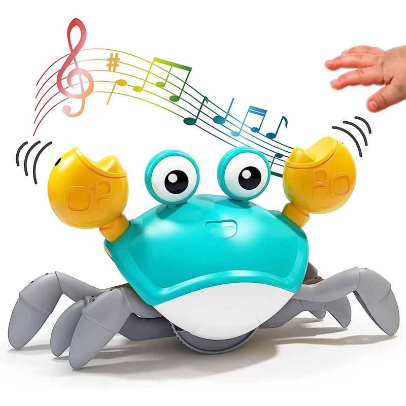 

Crawling Crab Baby Toys Infant Tummy Time Toy Gifts Interactive Musical Toy with Automatically Avoid Obstacles Fun Moving Toy