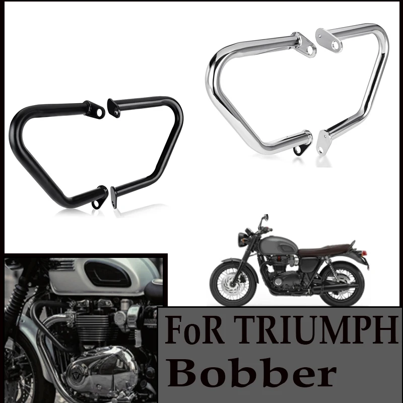 Barras De Protección De Motor Midimttop Para Triumph Bonneville T100 T120 Bobber Thruxton 2016-2022 | Acero Negro, Par Izquierda+derecha