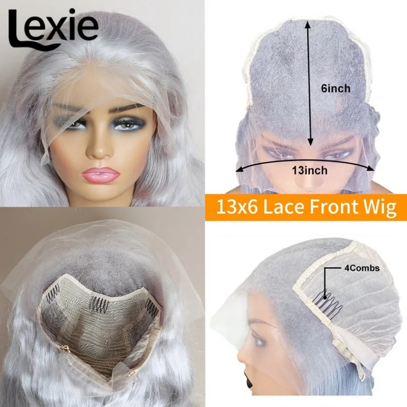 Human Hair Wig 30 Inch Grey Raw Vietnamese Silver Body Wave Lace Front For Women 13x6 Transparent Lace Frontal