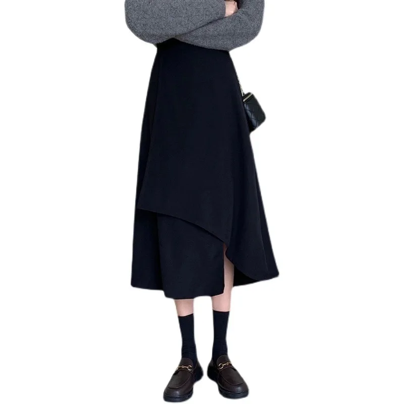 thumbnail image 1 of Falda tipo paraguas de cintura alta de talla grande y longitud media para mujer de primavera y verano de BlackSkirt, 1 of 5