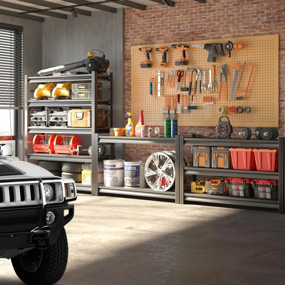 72" H Garage Shelving Unit-Adjustable 5-Tier Heavy-Duty Metal Storage Rack|3000 lbs Capacity Shelf|Easy Assembly Shelves 2