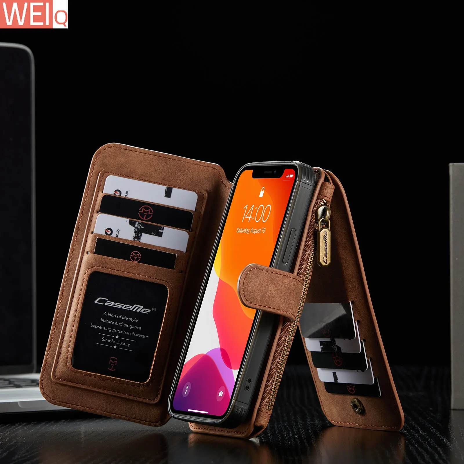 

Чехол-книжка CaseMe для телефона 13 Xs Max 2 в 1, кожаный чехол со съемной подставкой для iPhone Xs, 12 Min, 13, 11 Pro, Xs Max, 7, 8, XR