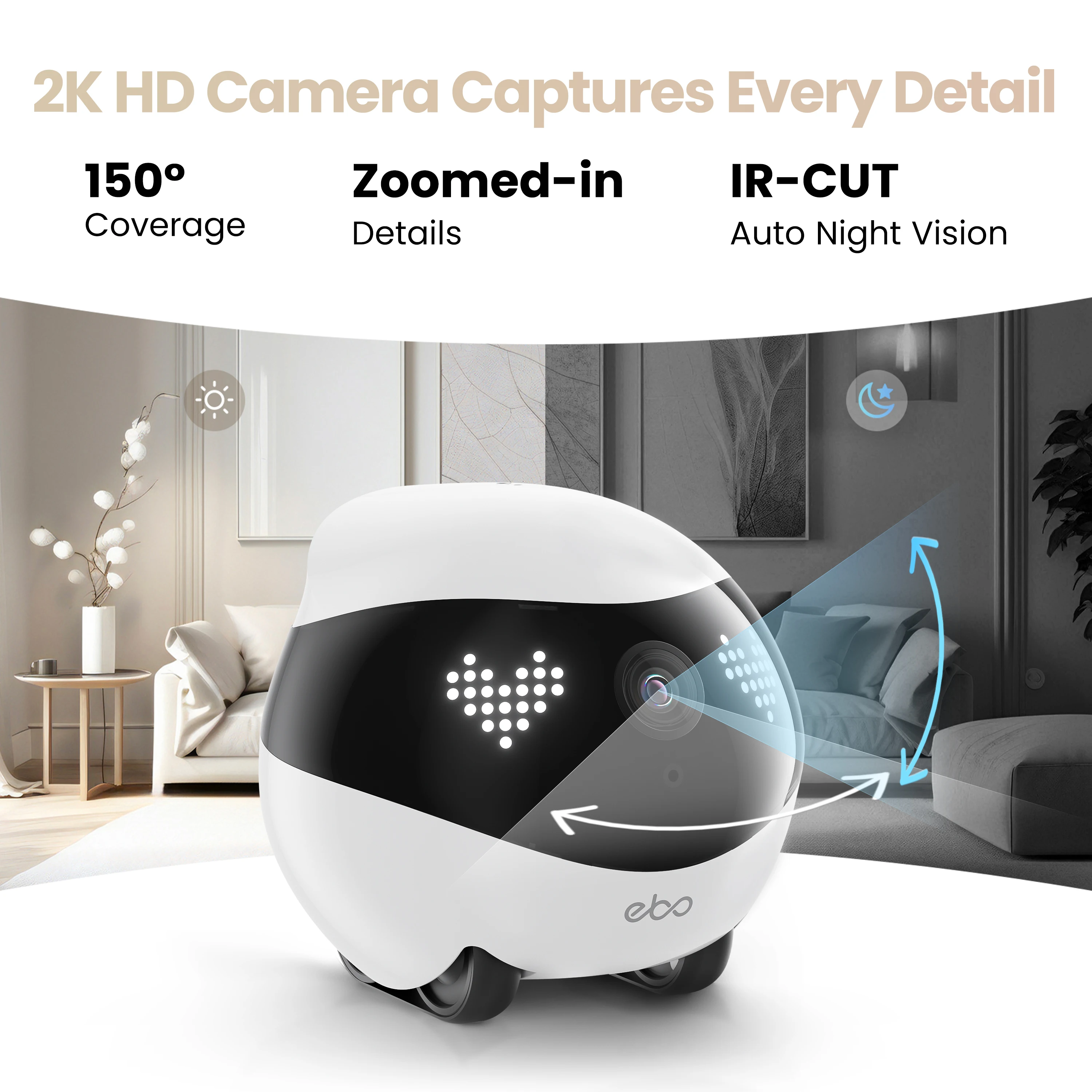 Enabot EBO AIR 2 Companion Robot 2K Resolution Home Security