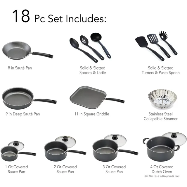 Tramontina Primaware 18 PCS Aluminum Non-stick Cookware Set with Pan and  Spoon - AliExpress