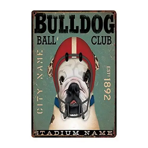 

Funny Retro Metal Sign Bulldog Ball Club Vintage Tin Sign Decoration Bar Cafe Club Wall Plaque Poster 8x12 Inches