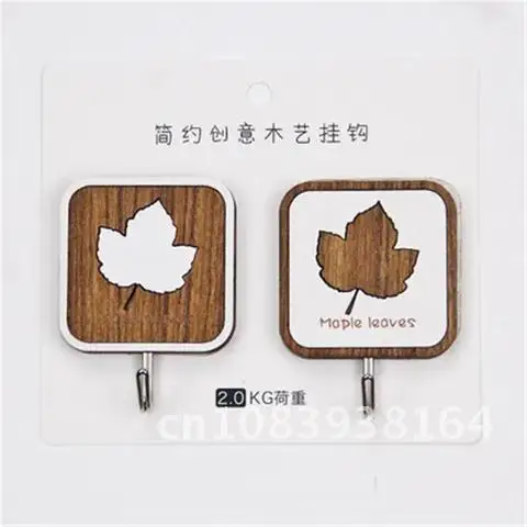 

Wooden Door Hooks 2Pcs Wall Hook Decoration Fridge Kitchen Room Decor Refrigerator Wood Hooks 3D Sticker Kids Room Adornment