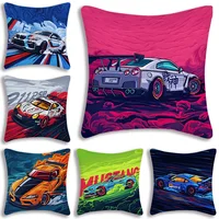 Luxury Rally Sports GTR Race Car Pillow Covers Cartoon Sofa Decorative Home Double-sided Printing Short Plush Cute Cushion Cover 1