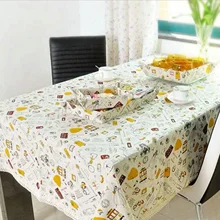 

Cotton Tablecloths, Waterproof Table Covers Cartoons White Yellow Dining Table Coffee Table Deco