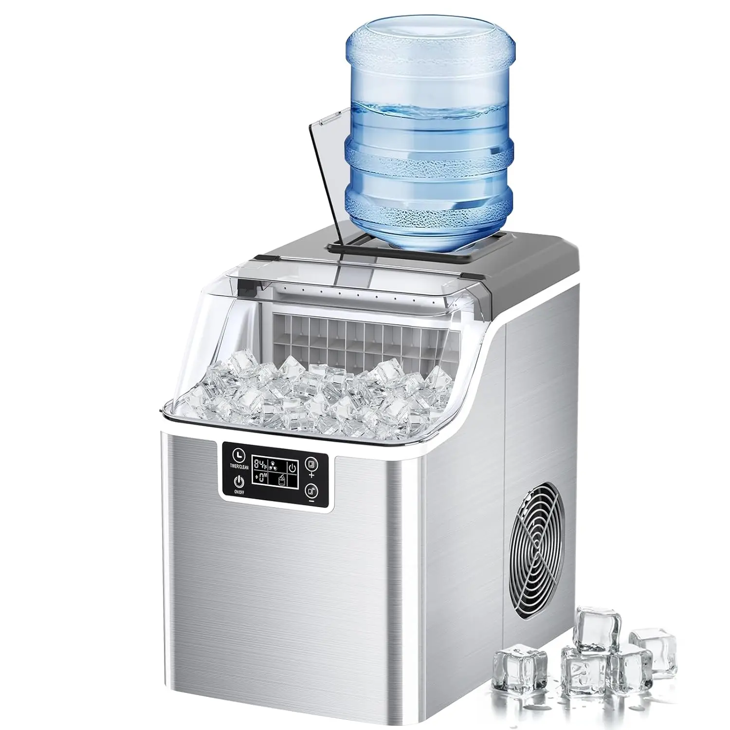 Ice Makers Countertop, 45Lbs/Day, 2 Ways to Add Water, Countertop Ice Maker, 24 Pcs Ready in 13 Mins, Self Cleaning Maker