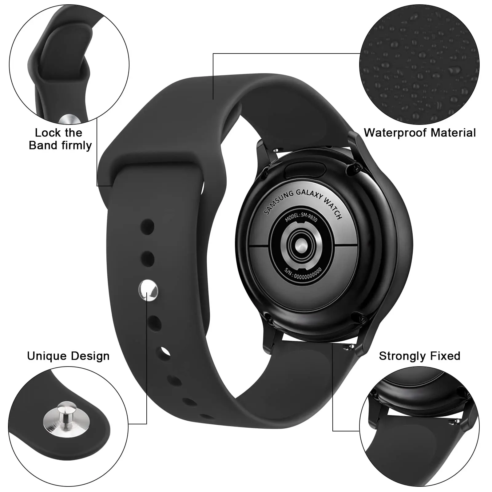Premium Silicone Watch Band - Compatible with Various Smartwatches, 20mm/22mm