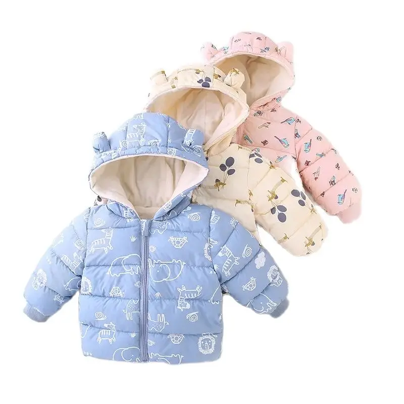 

Cold Winter Baby Children Jackets Thick Down Coats For Girls Outerwear Plus Velvet 0-6Years Old Toddler Boy Jacket Hooded Coat