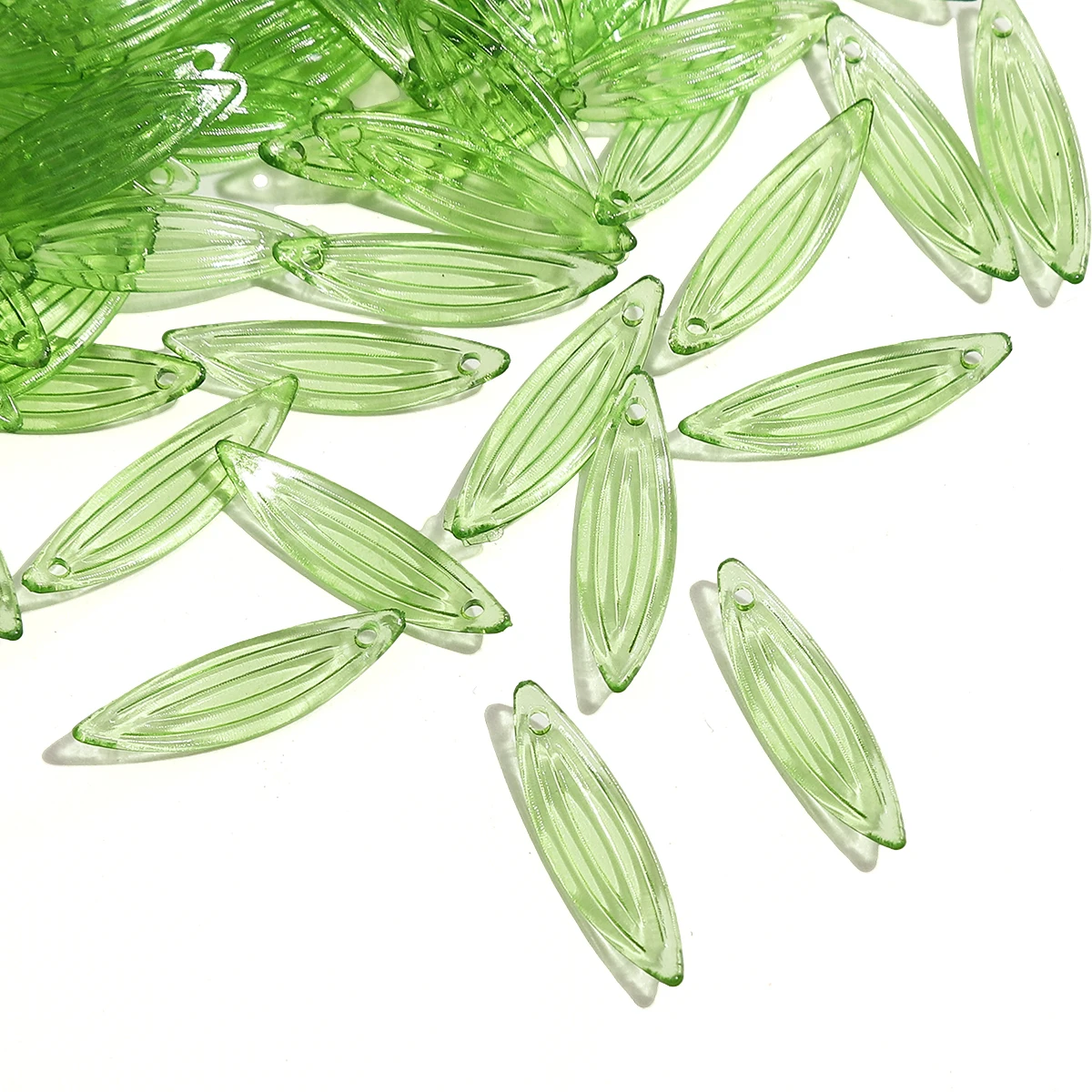 50 Perline Acriliche A Forma Di Foglia Verde – 5x10mm, Per Gioielli Fai Da Te
