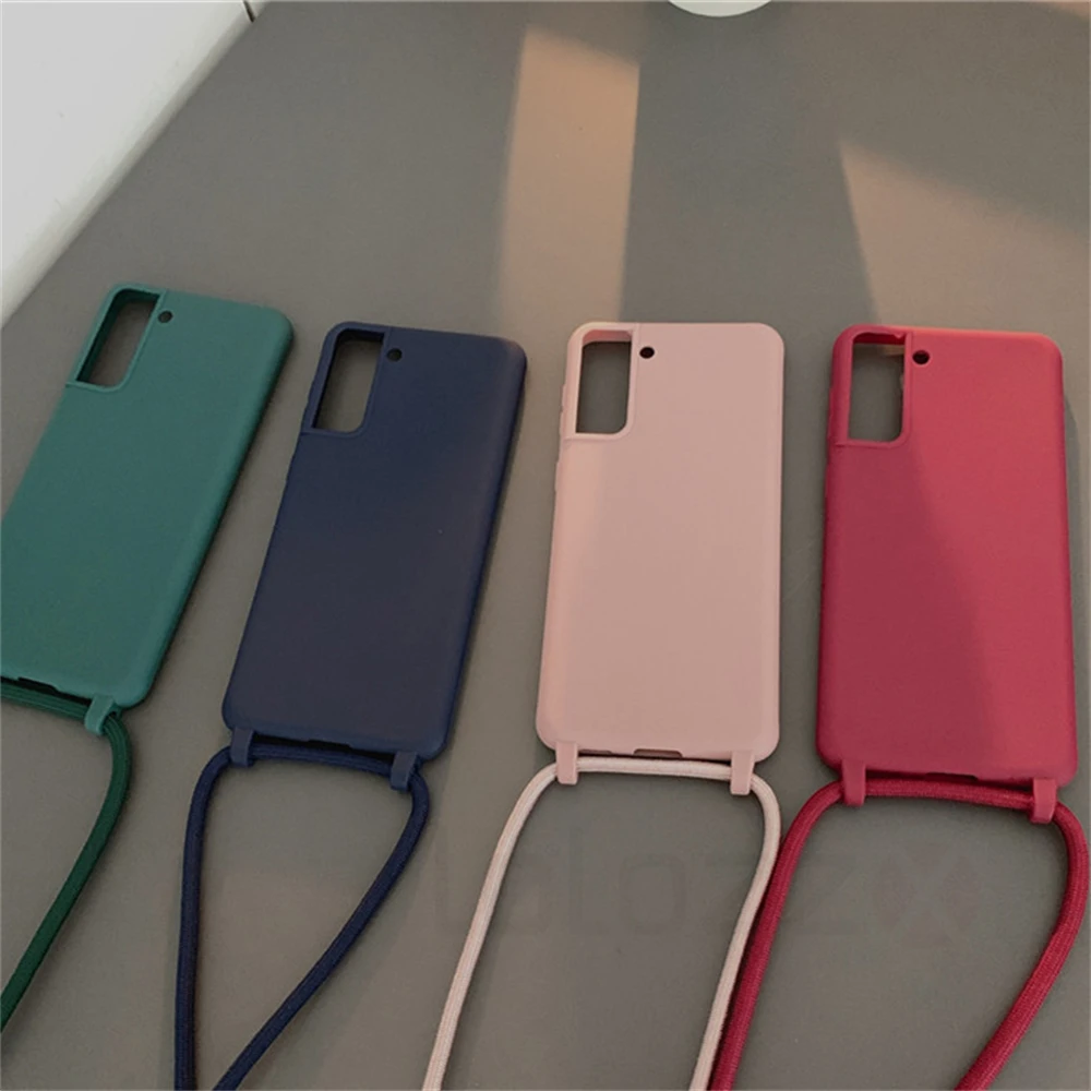 Soft Silicone Lanyard Cord Strap Phone Case with Rope Cover
