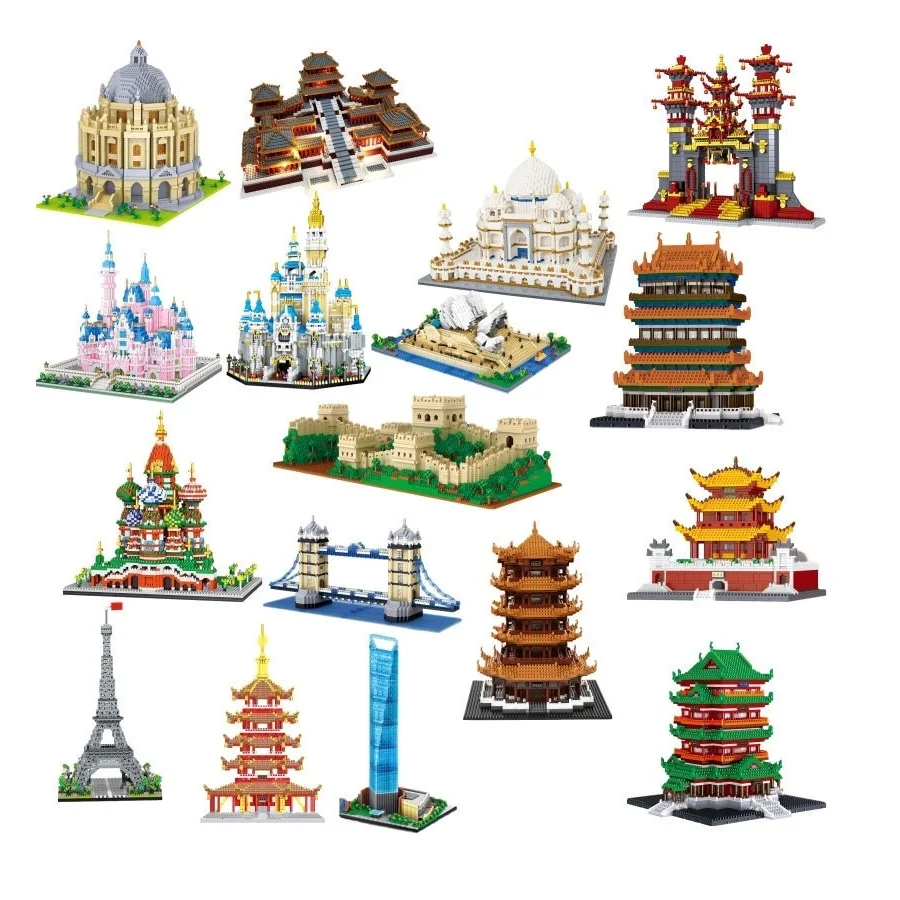 

LEZI Mini Blocks Chinese Style Architecture Castle House Tower Building Bricks Kids Toys for Children Gifts Girl Present 8019