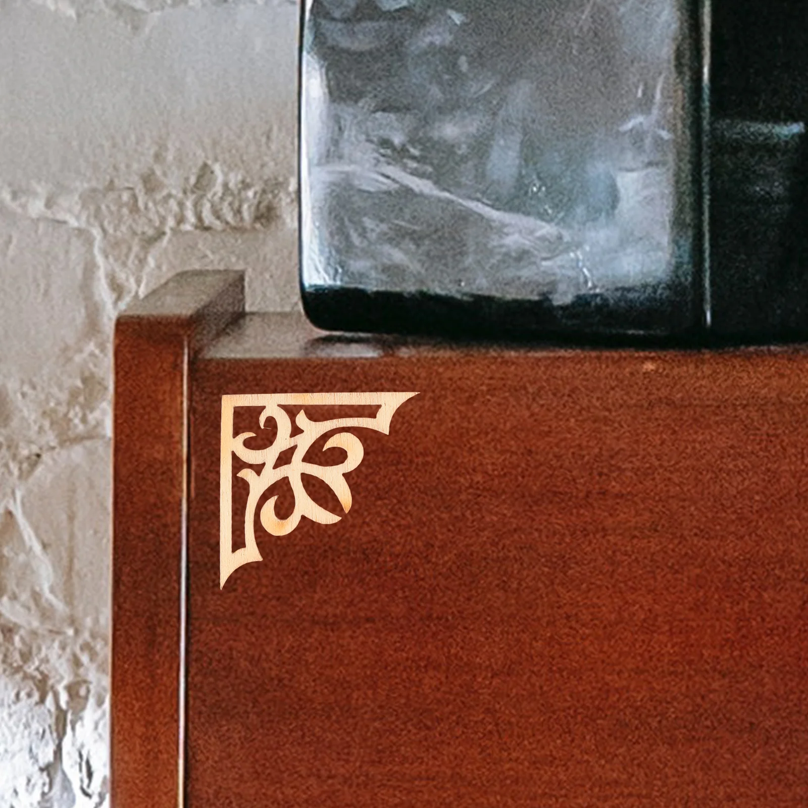 50 Pz Decor Wall Cabinet Decorazioni Cornice In Legno Massello Fiori Bambù Intagliato Angolo Applique