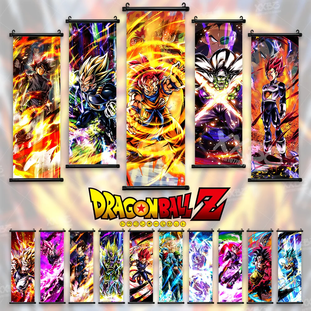Dragon Ball Super Poster Anime Goku Dipinti Decorativi Neri Vegeta Wall Art Decor Saiyan 4 Wallpaper Trunks Scrolls Picture