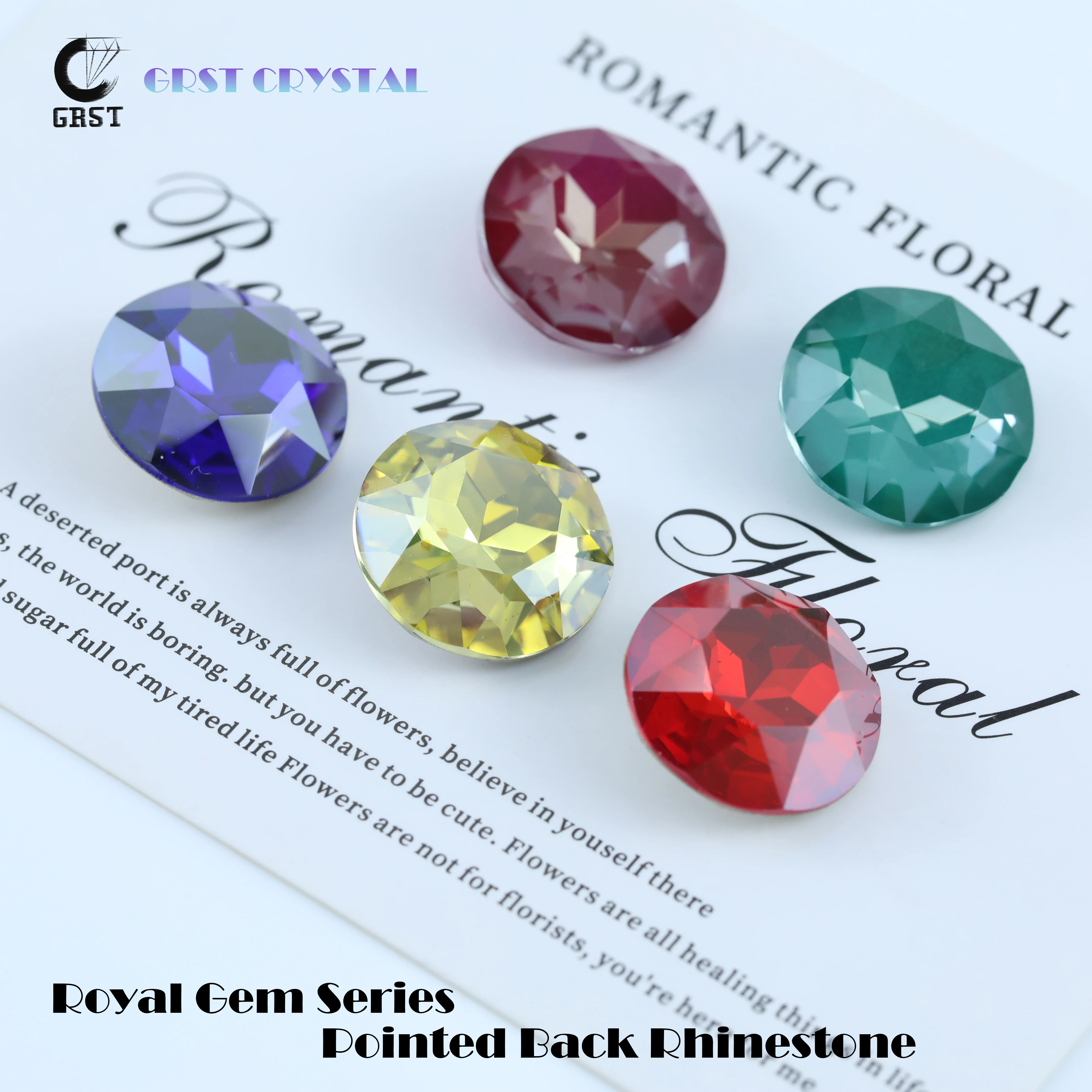 Royal Gem Serie Funkelnde Kristallsteine Blumenform Spitzer Rücken Aufnähbare Strasssteine DIY-Zubehör für Taschen, Schuhe, Hochzeitskleider