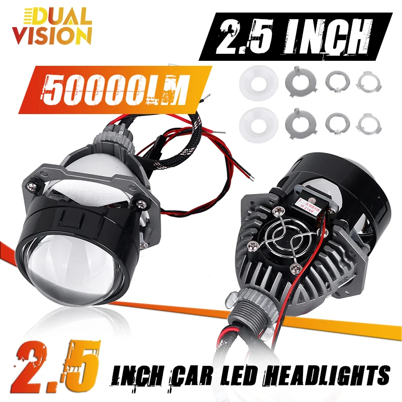 

Bi LED Projector Lens 50000LM LED H4 H7 9005 9006 HB3 HB4 Angel Eyes High Beam Low Beam 2.5 Inch Halo Lights Car Accessories 12V