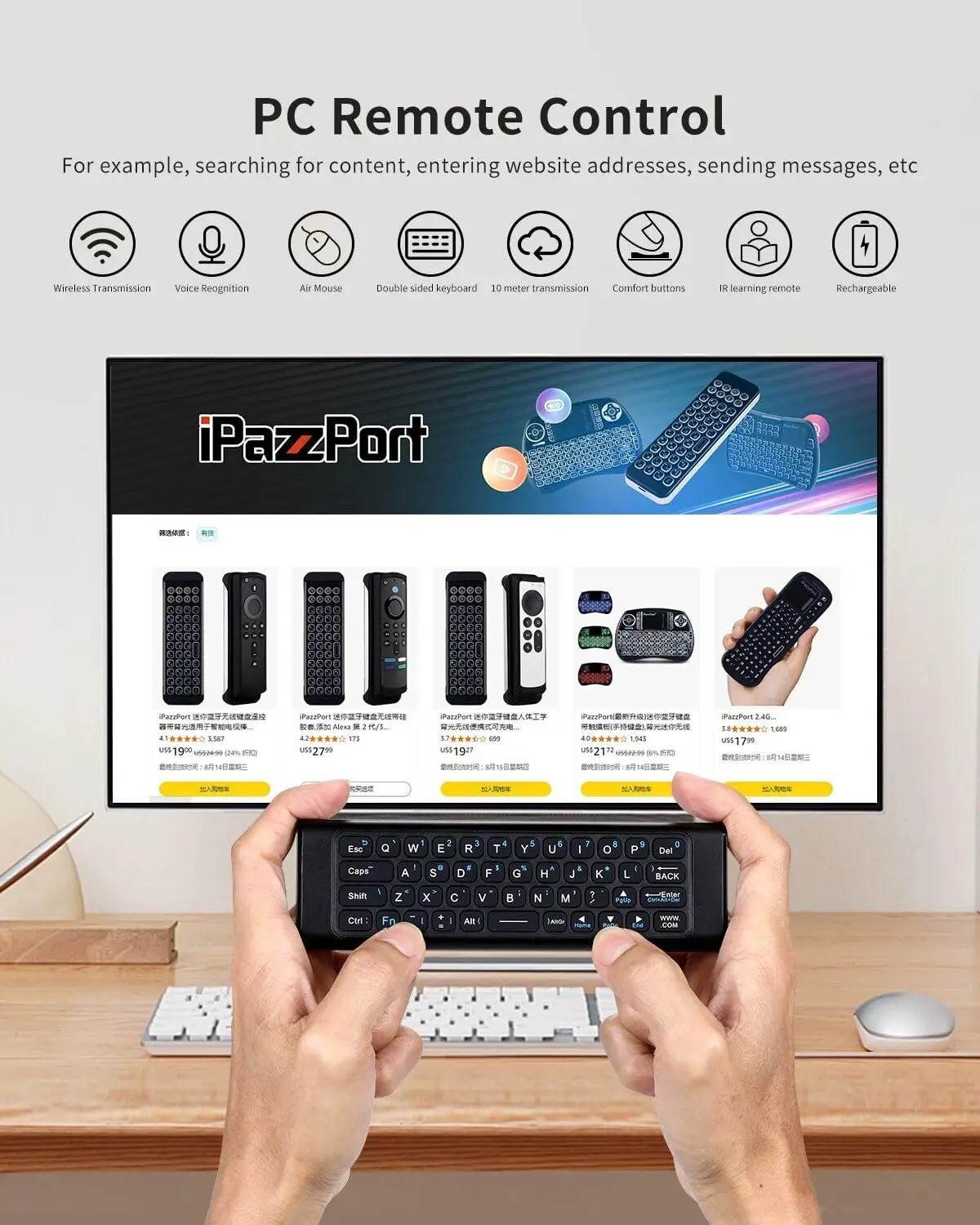 Miniteclado Inalámbrico I8 Retroiluminado, Ratón D... - Vicedeal