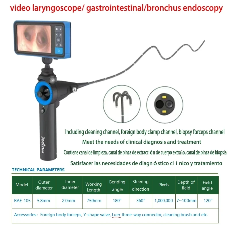 Video Laryngoscope Gastrointestinal Bronchus Endoscopy 360&deg; Rotation Support For IOS Android