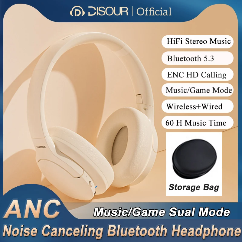 

Беспроводные наушники ANC Active Nosie снижение HiFi Super Bass стерео переименование Bluetooth 5,3 гарнитура 60 часов воспроизведения музыки наушники