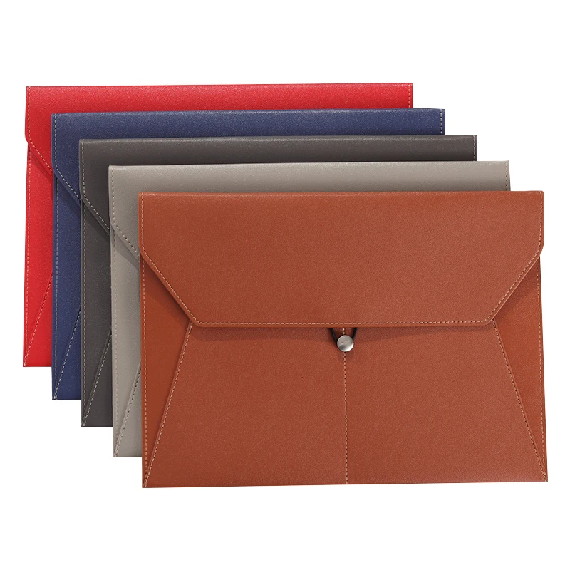 File Folders A4 Business Leather Multi-function Clamping Waterproof with Thickened Data Rope Buckle for Office Use file folders