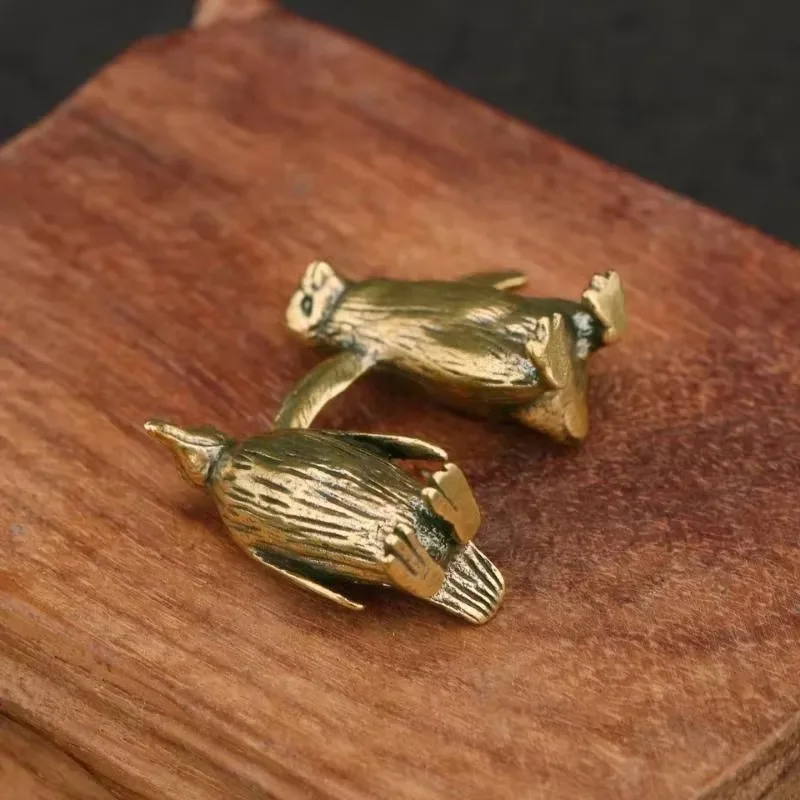 Pure Copper Antarctic Penguin Figurine Miniature Figurine Desk Ornament Tea Pet Paperweight Vintage Decorative Crafts