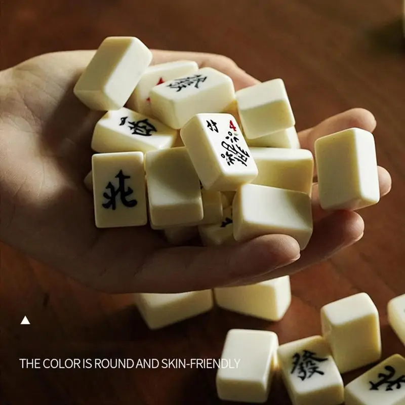Traveler Size Mahjong Set Mini Complete Majiang Set with 144 Tiles Mah-Jongg Set Family Gathering Playing Game for Family Night - Image 3