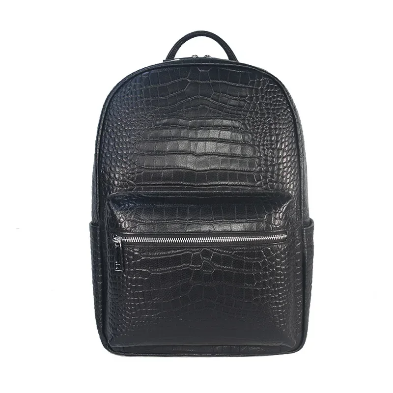 New Brand alligator Genuine Leather Men Backpacks Real Natural Leather Student Backpack Boy Luxury Business Laptop School Bag 2