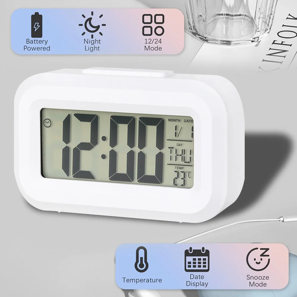 

LED Digtal Alarm Clock Electronic Digtal Alarm Temperature Display Student Desktop Table Clocks Classroom Office Calendar Clock