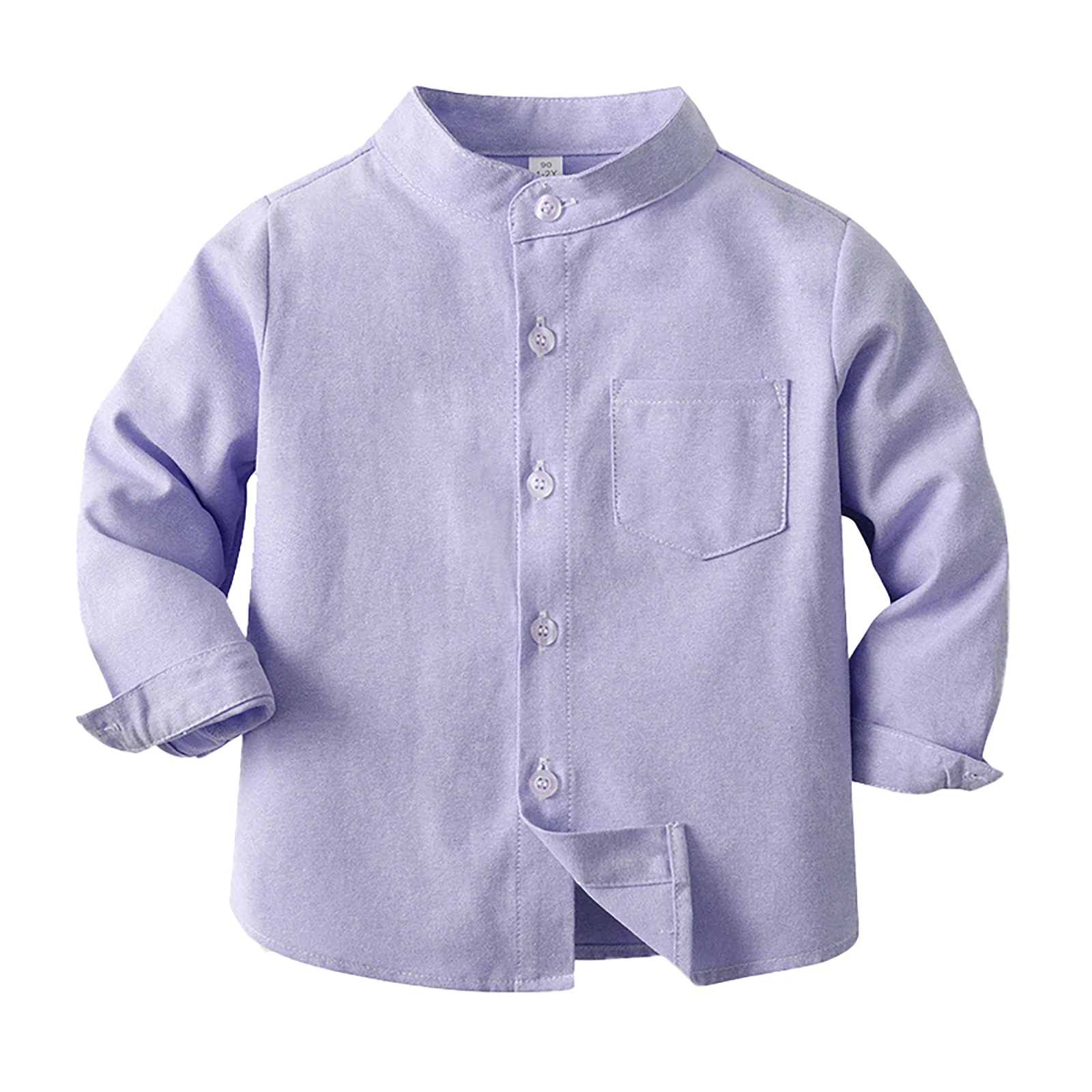 Kids Boys Solid Color Shirts Tops Long Sleeve Single-breasted Baby's Formal Shirt for Christening Birthday Party Toddler Clothes