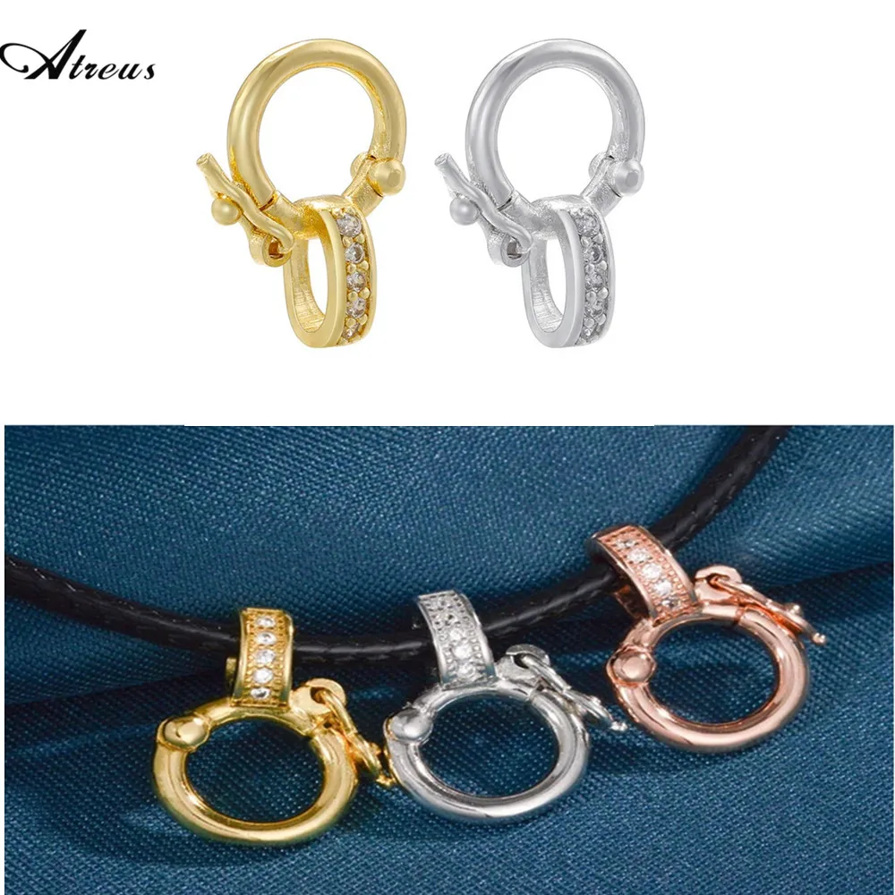 

1piece Multi function Double Circle Clasp Hooks With Micro Pave Zirconia Suit For Necklace Pendant Lock Bracelet Charms Making