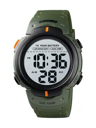 Men's Waterproof Outdoor Digital Sports Watch with LED Display and Long Battery Life (Army green)