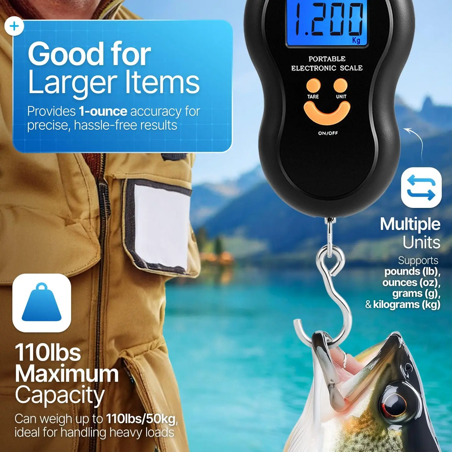 Electronic 50Kg 10g Hanging Scale LCD Kitchen Digital Scale BackLight Fishing Weights Pocket Scale Travel Luggage Scales