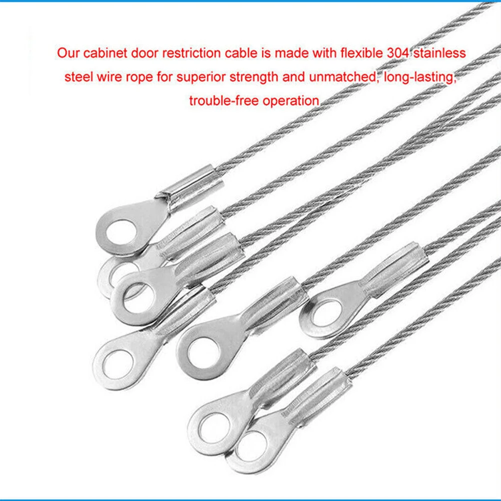Stainless Steel Door Cabinet Restraint Braided Cable Hinge Limiter Swing Opening Angle Flexible Braided Limiter 4pcs