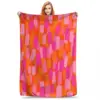 Abstract, Pink And Orange, Paint Brush Effect Blanket Fleece Multi-function Throw Blankets Blanket For Home Throws Bedspread 1