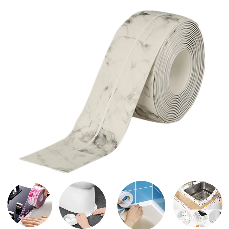 

Bathroom Kitchen Sticke Marbling Wall Sticker Shower Bath Sealing Strip Tape Caulk Strip Self Adhesive Waterproof Sink Edge Tape
