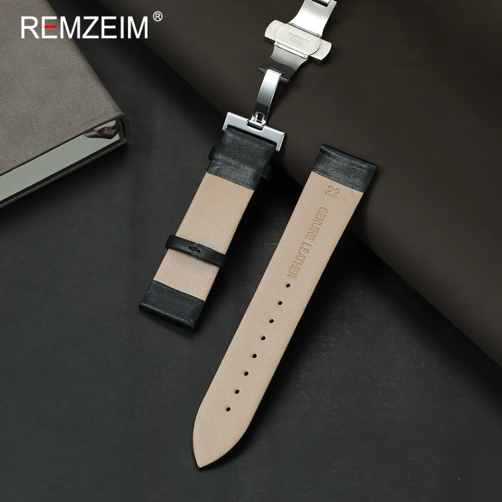 Elegant Slim Watch Strap with Butterfly Buckle - Comfortable Faux Leather Band for Women